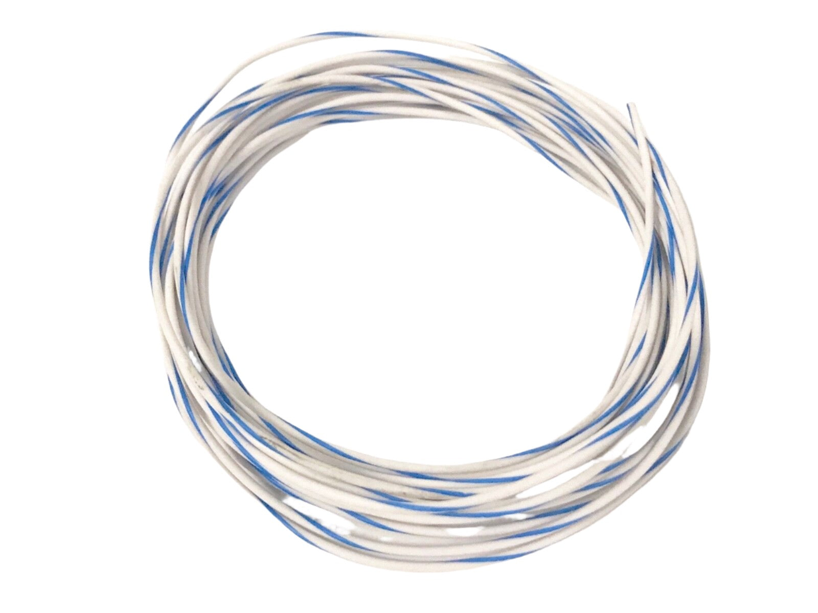 ACDC 18 AWG Primary Wire – 1000 Ft Spool, Pure Stranded Copper, White With Blue Stripe, MTW, 105°C, Made In USA