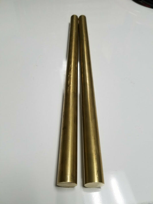 (2) 5/8" C360 BRASS ROUND ROD 2 x 12" long Solid New Lathe Bar Stock .625" H02