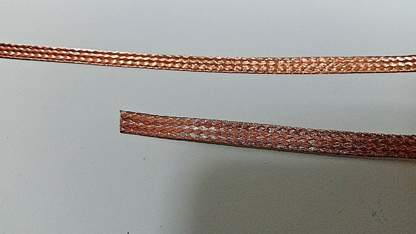 75 Ft' Flat Braided BARE PURE Copper Wire 1/4" Wide Ground Strap USA