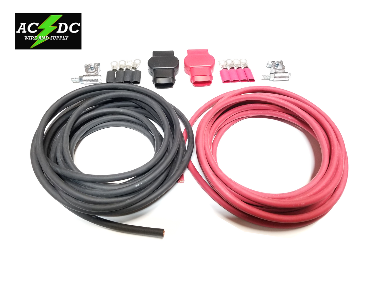 Military Style Battery Terminal 3/0 awg Gauge Relocation Cable Wire Kit 500 AMPS