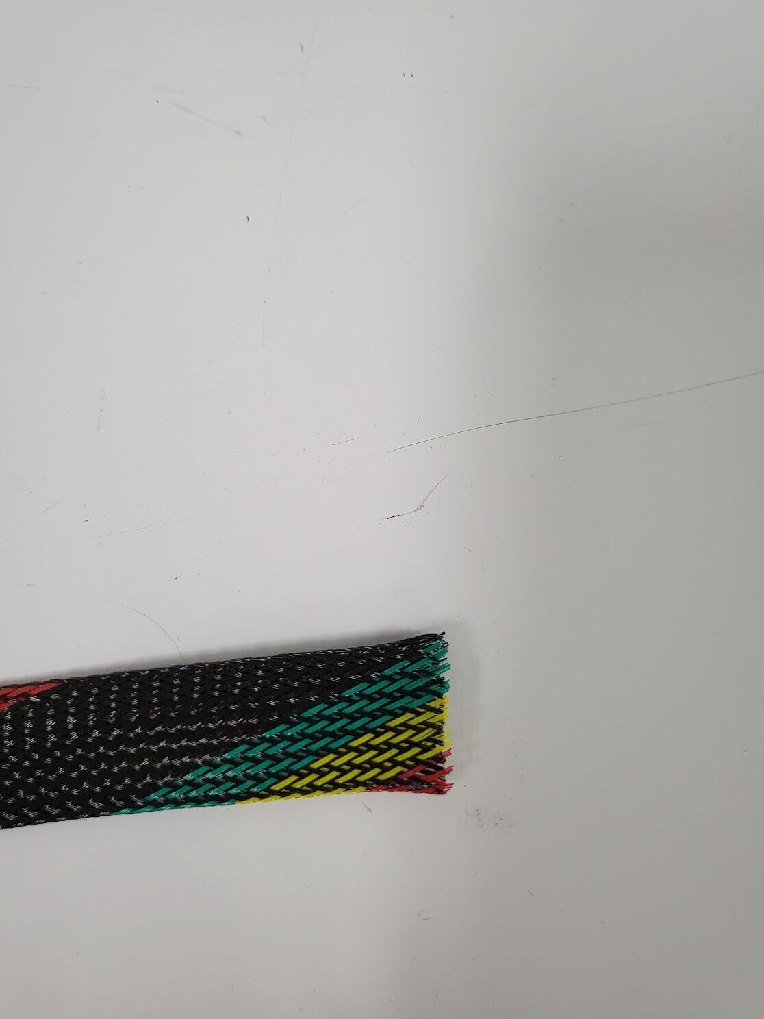 25 FT 3/4" BLACK WITH RED YELLOW GREEN STRIPE PET EXPANDO SLEEVING BRAID