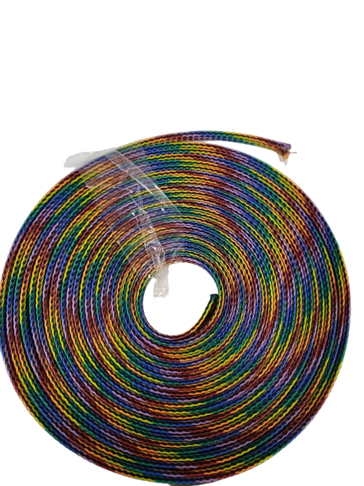 25 FT 3/8" RAINBOW WITH BLACK STRIPE PET EXPANDO SLEEVING BRAID