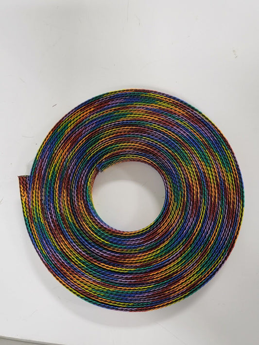 25 FT 1/2" RAINBOW WITH BLACK STRIPE PET EXPANDO SLEEVING BRAID