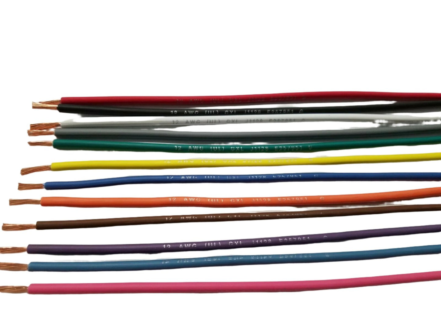 120 FEET AUTOMOTIVE WIRE 12 AWG HIGH TEMP GXL 12 COLORS 10 FT LEGEND PRINT