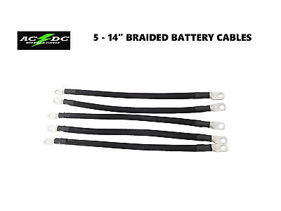 2 Awg HD Golf Cart Battery Cable 5 pc Black Club Car DS 1995 & Up BRAIDED Set