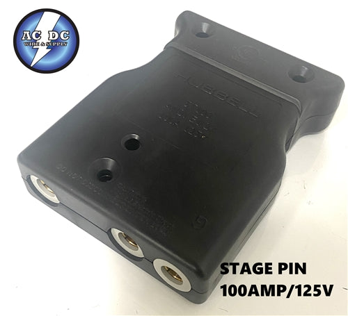 100 Amp 125V Black, FEmale Inline, Double Set Screw Stage Pin Device ...