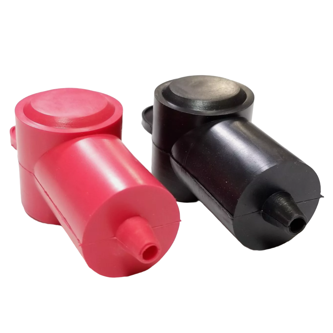 RED + BLK Battery Alternator Starter Terminal Post Stud Boot Cover (B) style