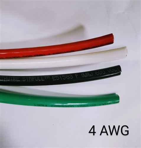 25' FEET EA THHN THWN-2 4 AWG GAUGE RED BLACK GREEN WHITE COPPER BUILDING WIRE