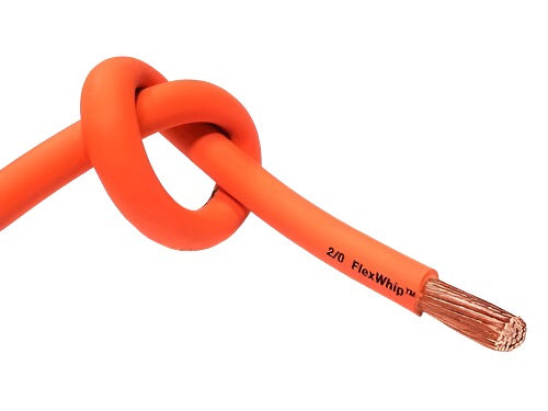 Battery Cable Pure Copper ORANGE FLEX WHIP Power Wire 2 AWG 1/0 or 2/0 Gauge MADE IN USA - SOLD PER FT