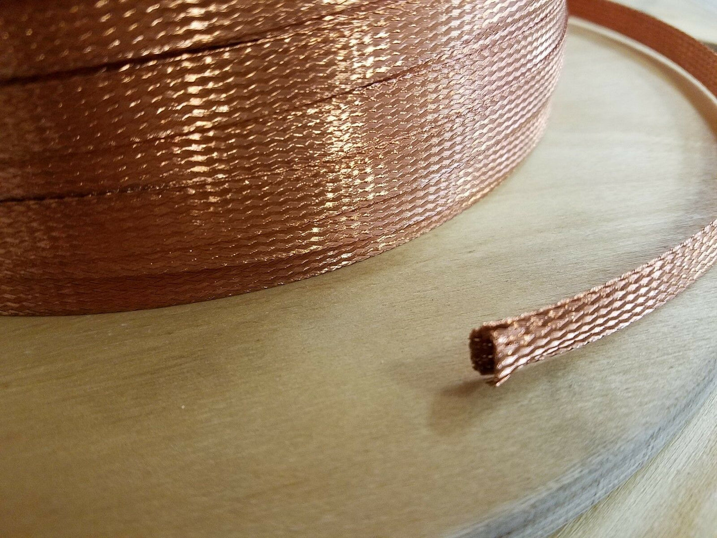 500 FEET 3/8" BRAIDED GROUND STRAP GROUNDING Bare Copper Flat Braid MADE IN USA