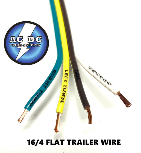 Flat Trailer Light Cable Wiring Harness  16 AWG 4 Wire COPPER - 100 FT