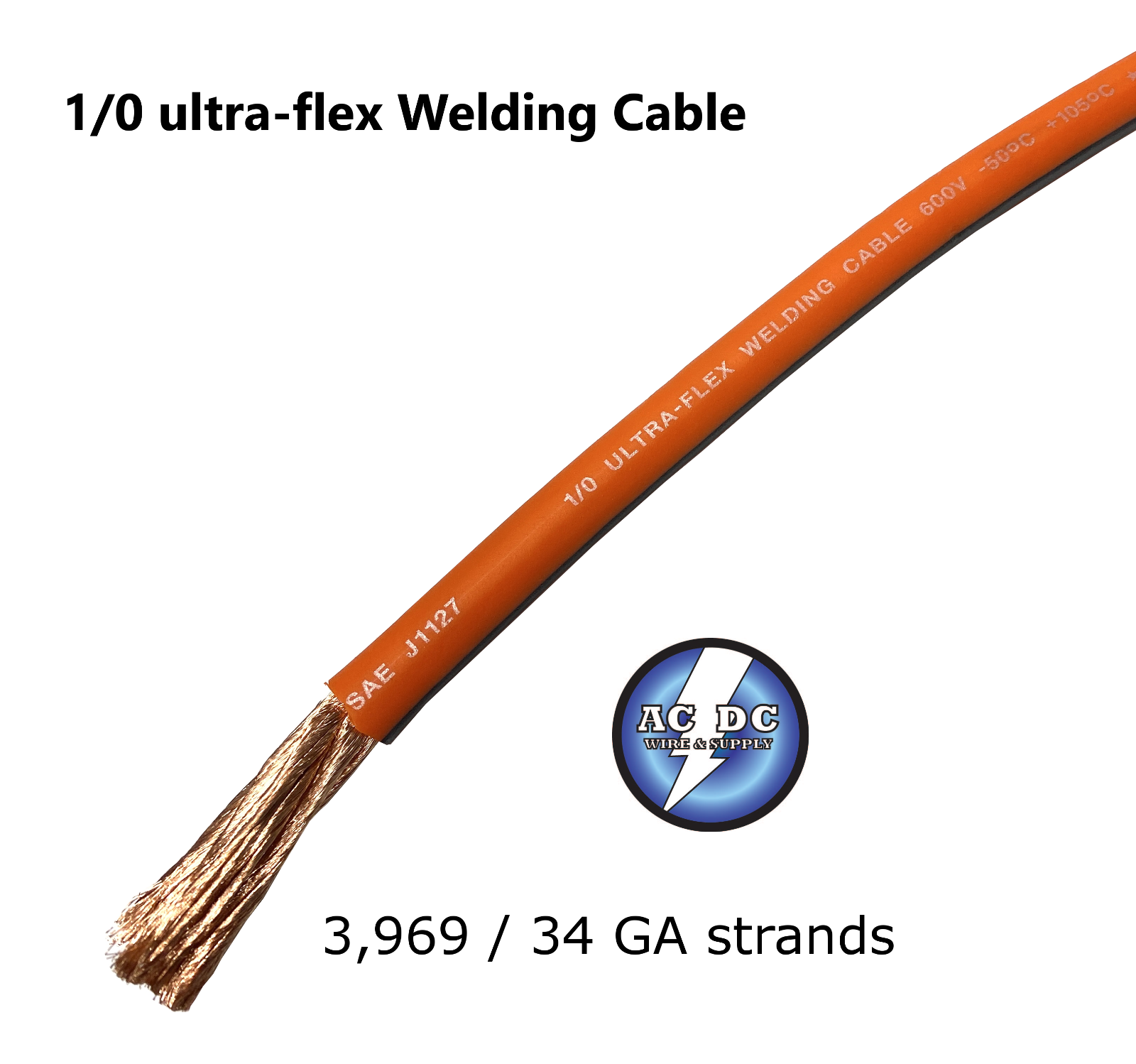 2/0 AWG Ultra Flex Welding Cable Rugged Jacket Orange 600V (PER FOOT - Foto 8