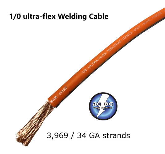 1/0 AWG Ultra Flex Welding Cable Rugged Jacket Orange 600V (PER FOOT) whip