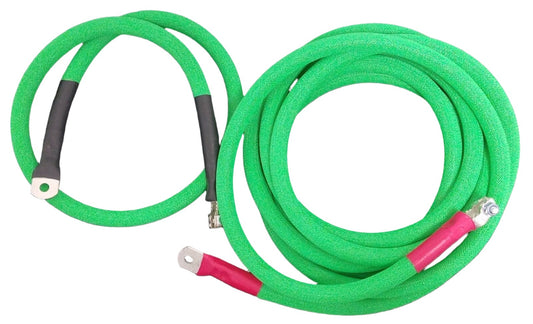 Battery Relocation Kit, 4/0 Awg Welding Cable, Top Post 20'/4' NEON GREEN SAE