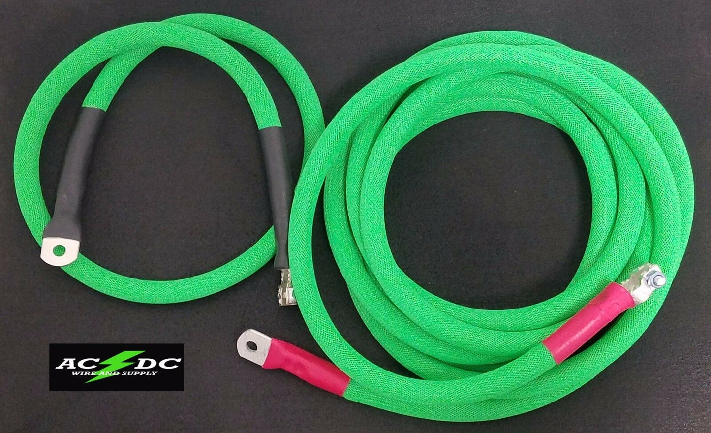 Battery Relocation Kit, 4/0 Awg Welding Cable, Top Post 16'/4' NEON GREEN SAE