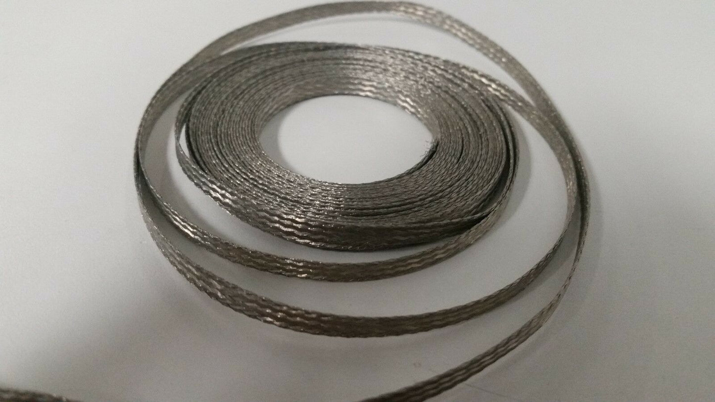 25 Ft' Flat Braided Tinned Copper Wire 3/16" Wide Ground Strap USA