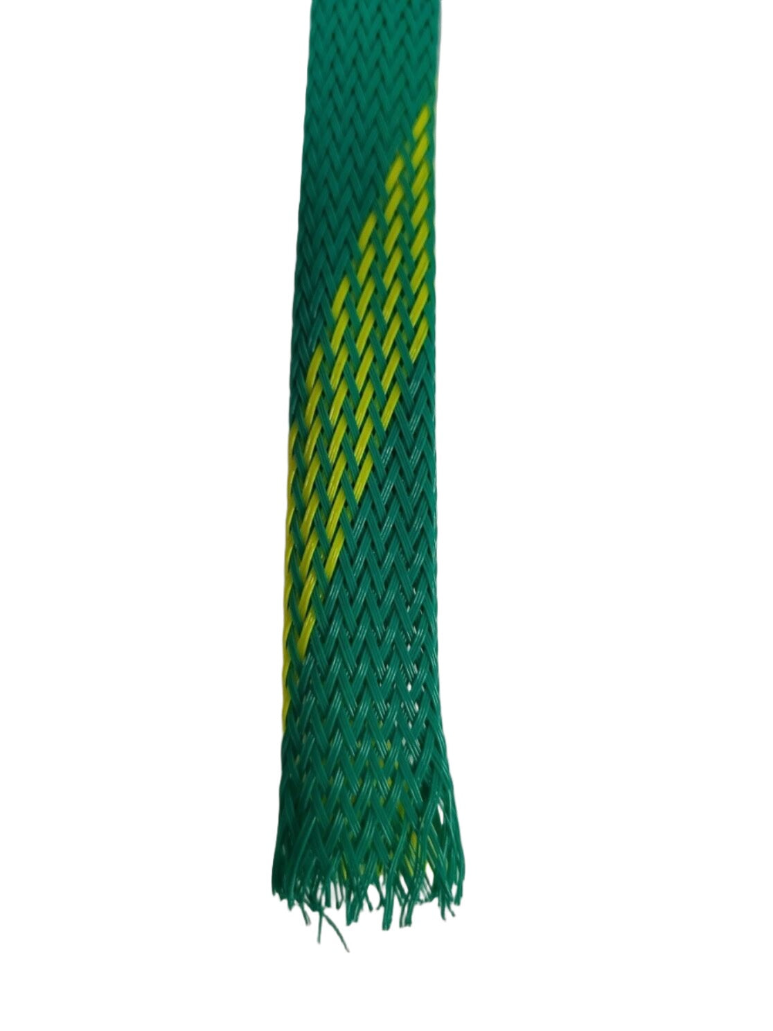 25 FT 1/2" GREEN WITH YELLOW STRIPE PET EXPANDO SLEEVING BRAID