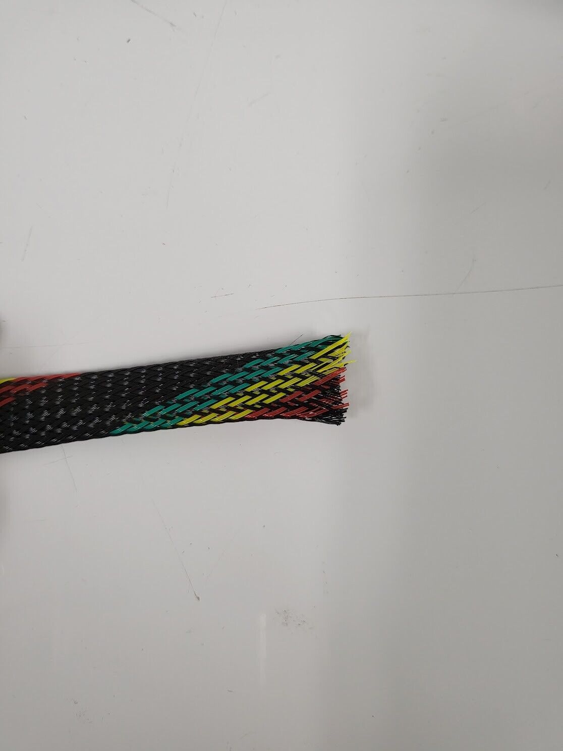 25 FT 1/2" BLACK WITH RED YELLOW GREEN STRIPE PET EXPANDO SLEEVING BRAID