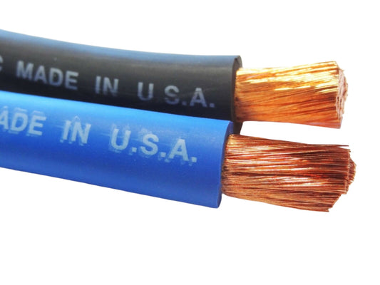 20' 4/0 WELDING BATTERY COPPER CABLE MADE IN USA EPDM JACKET 10' BLACK 10' BLUE