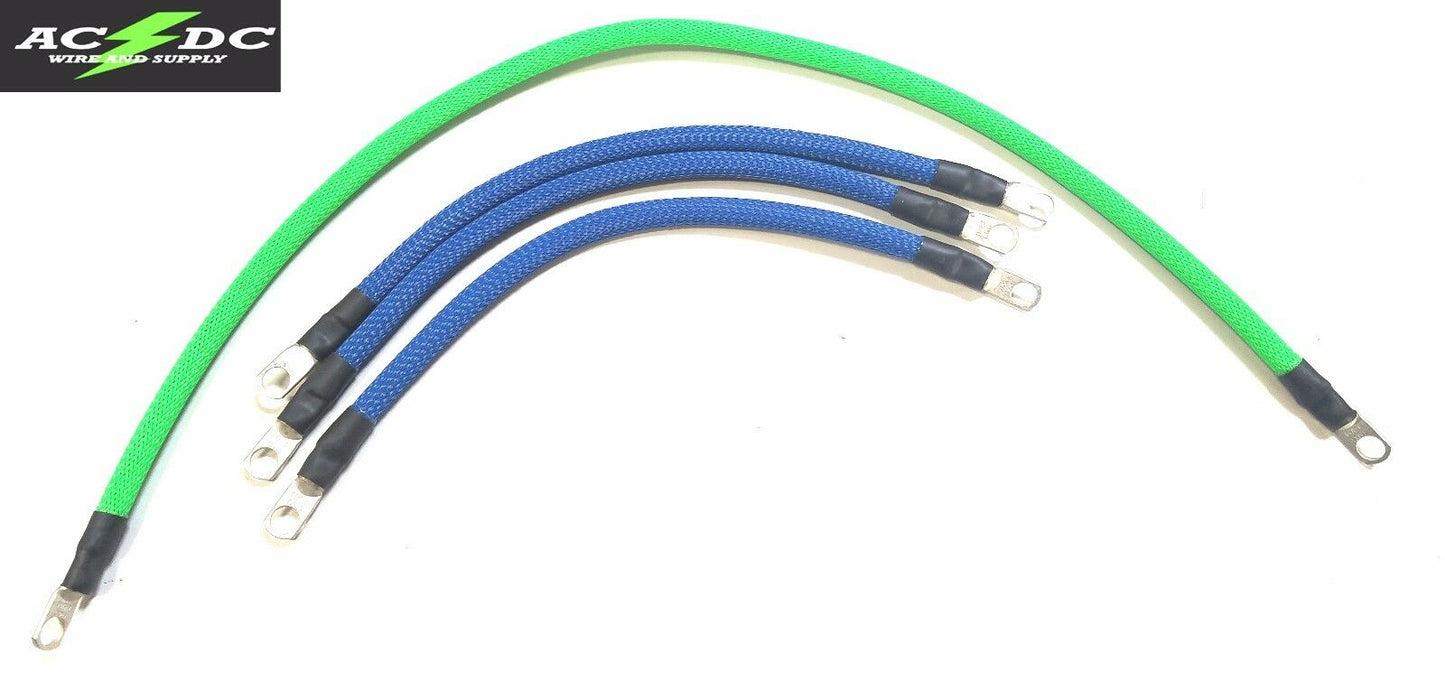 HONDA BRAIDED GROUNDING KIT # 6 GAUGE WIRE GROUND EARTH CABLE 4 PC (3@12",1@24")