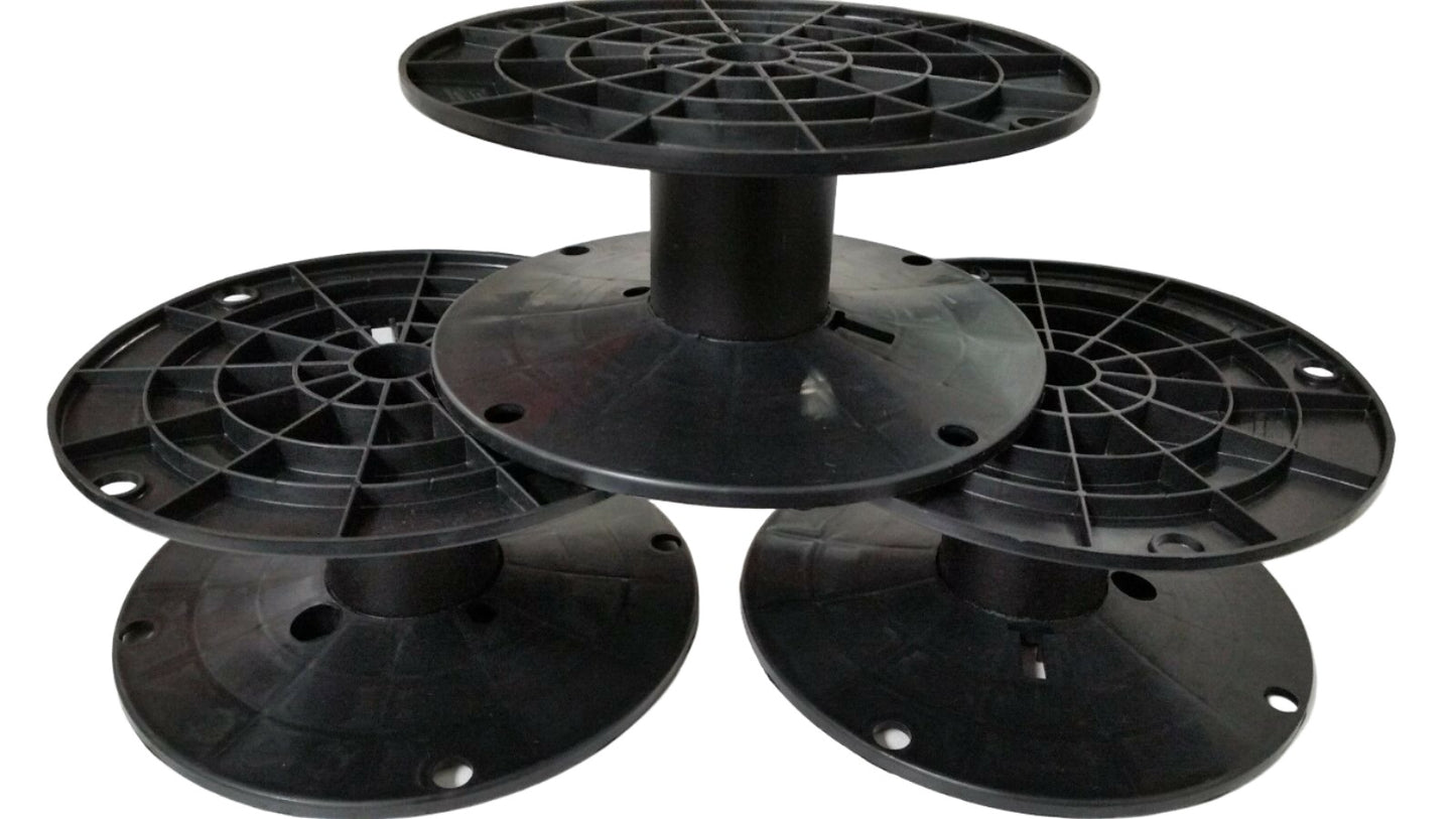 LOT OF 5 Black Plastic Spool Cable Wire Reel 6 1/2 " Dia x 3" H WITH 3/4 ARBOR