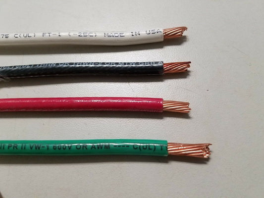 125' EA THHN THWN 6 AWG GAUGE BLACK WHITE RED GREEN STRANDED COPPER WIRE