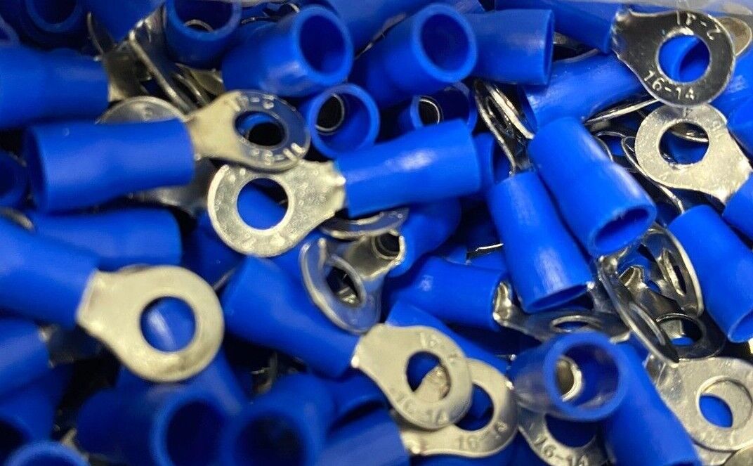 Blue 16-14 Gauge Wire Ring Terminals Vinyl Connectors Eyelet - YOU CHOOSE SIZE -